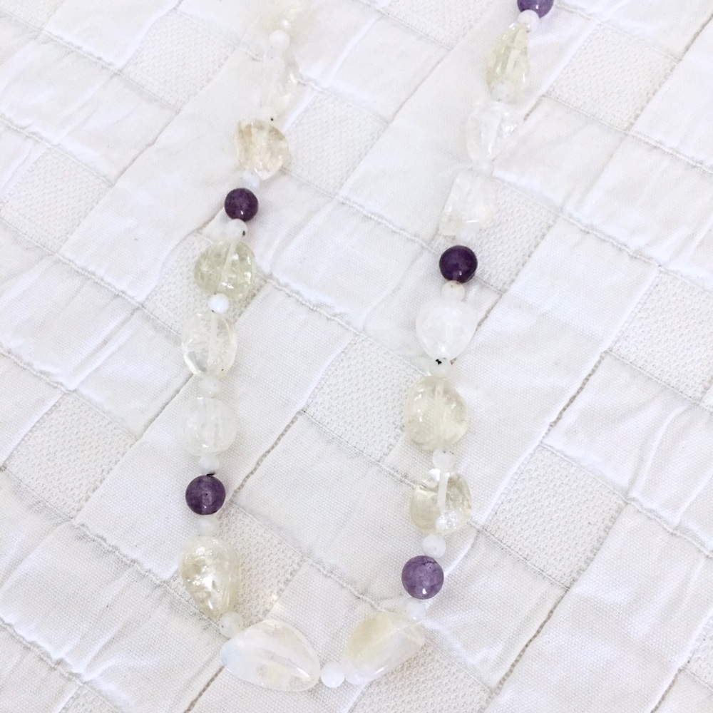 Vintage Opal Rock Crystal & Amethyst Necklace
